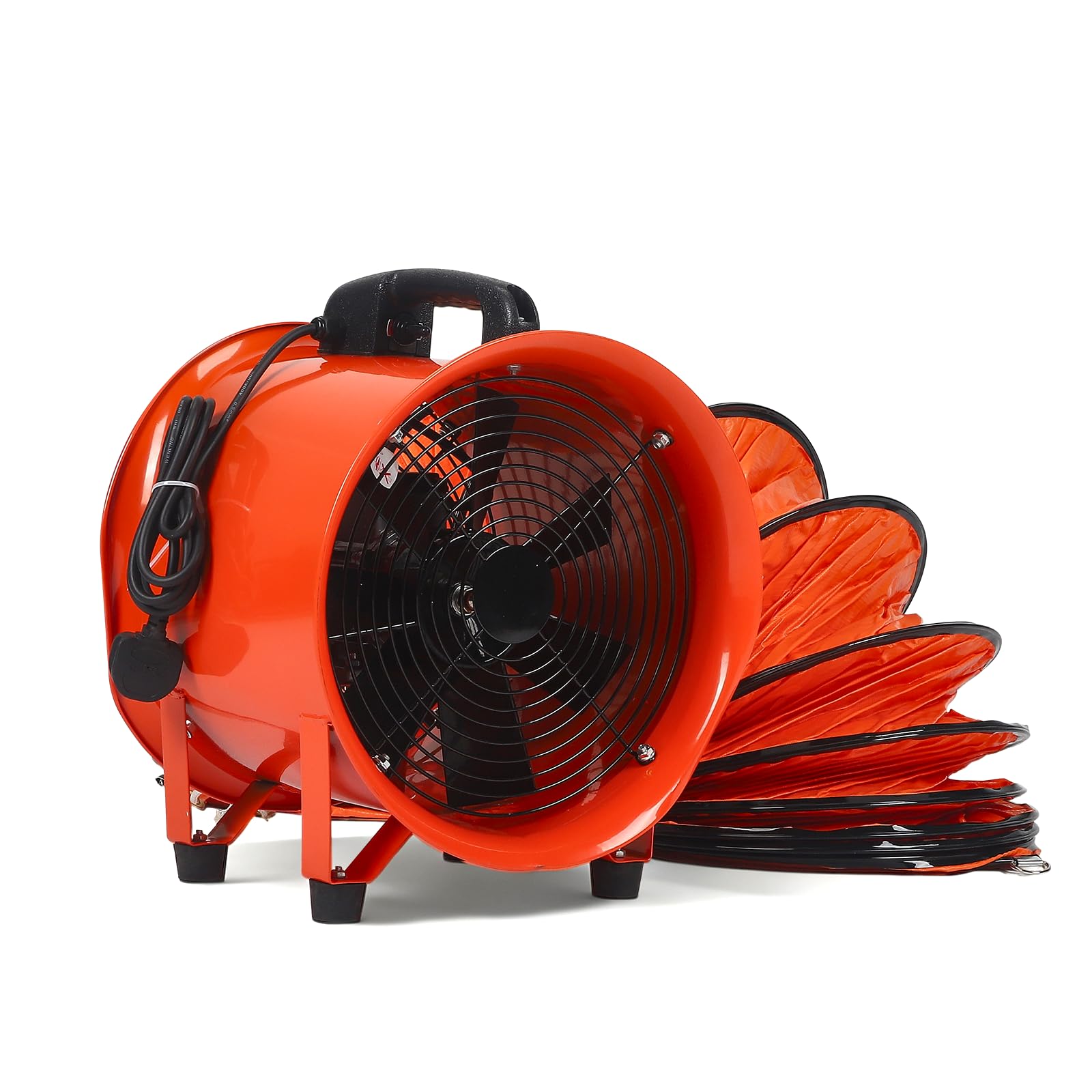 12 Zoll Kanalventilator 520 W, Schlauch, Werkstatt und Rauchabsauggerät, 30 cm Staubabsaugung mit 5 m Schlauch, für Werkstätten, Schweißkabinen, Fabriken und Badezimmer