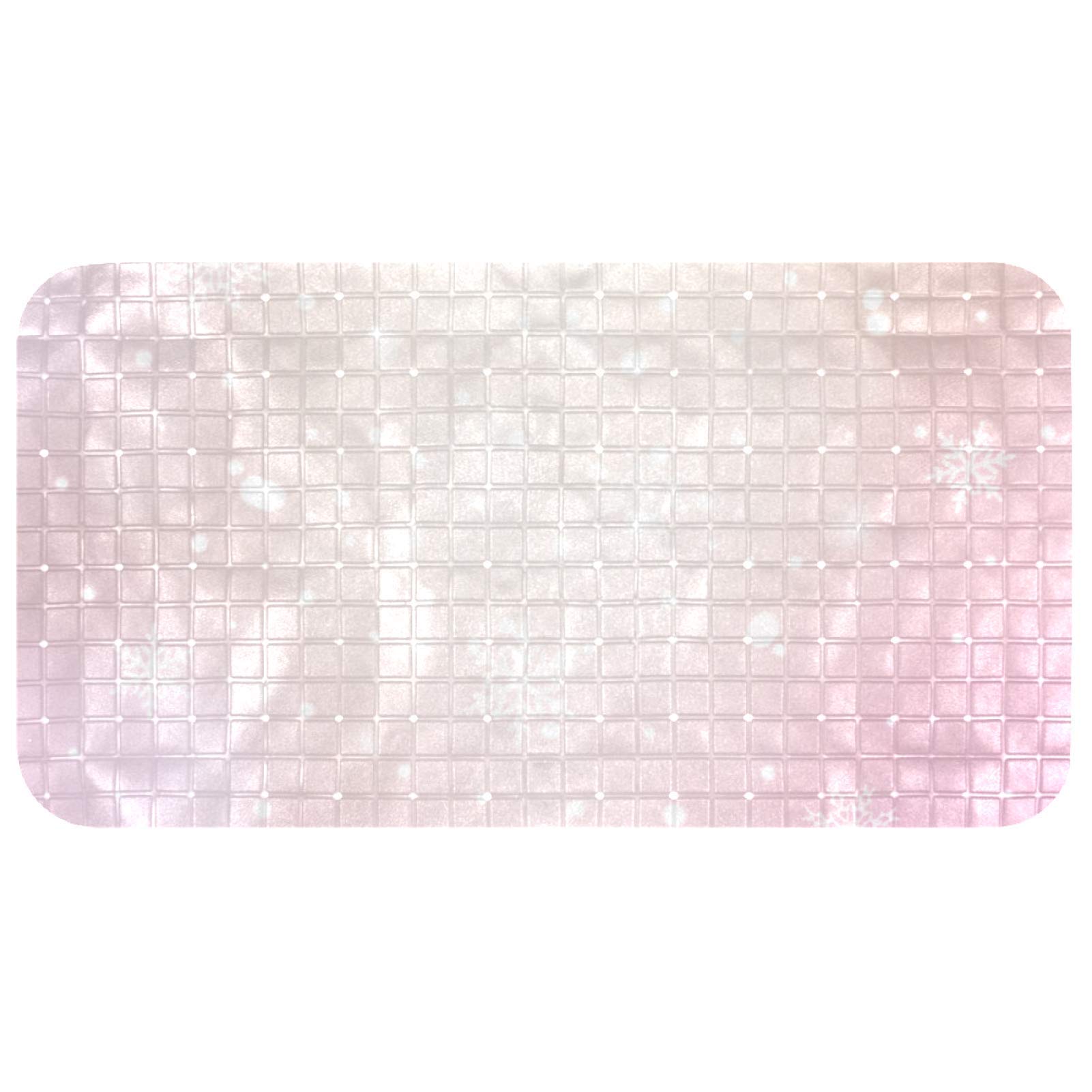 Tapis de bain ovale rose avec flocons pour sol lisse