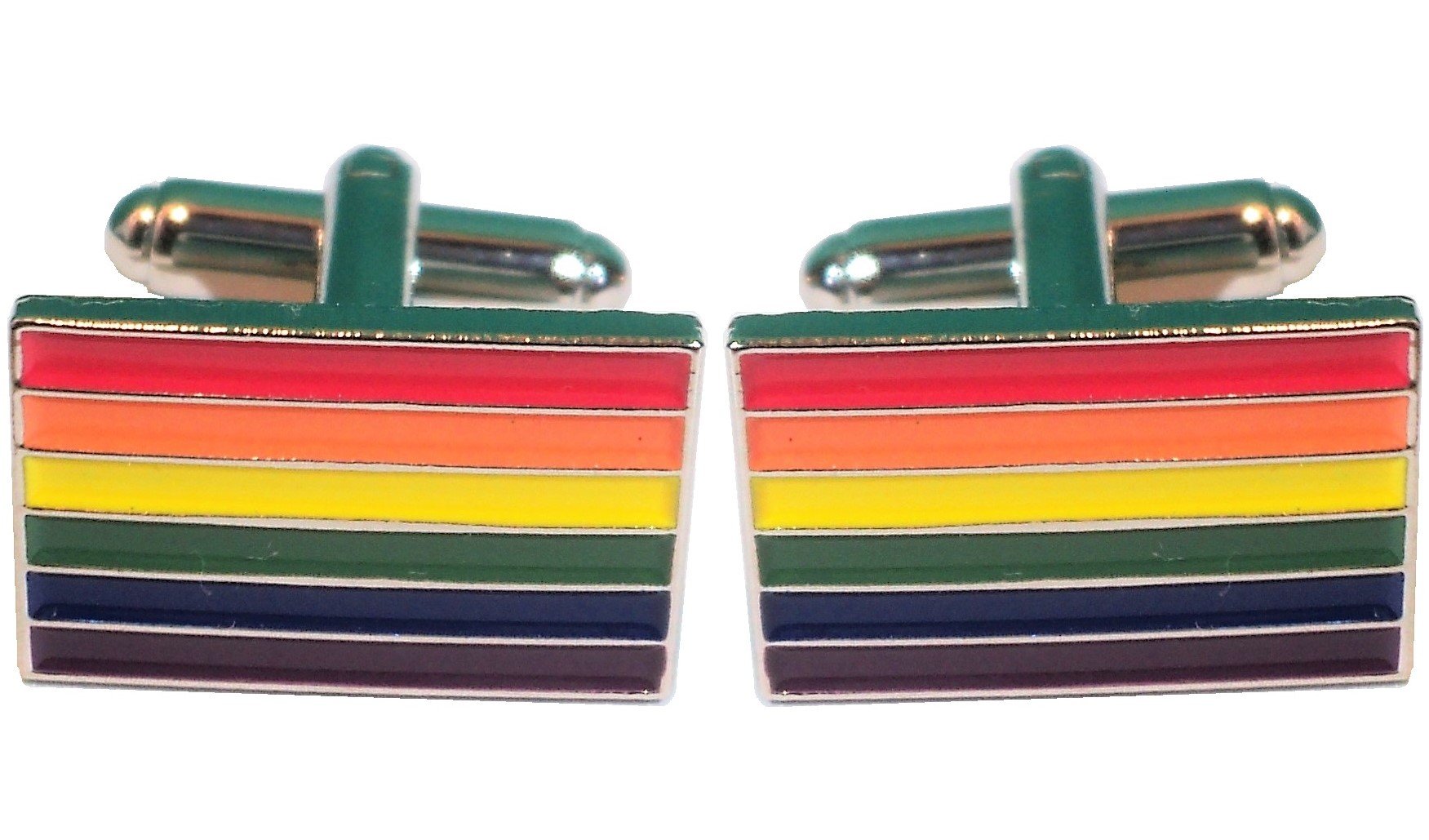 B4B LGBT Rainbow Pride Lesbian Gay Bisexual Transgender Flag Metal Enamel Cufflinks