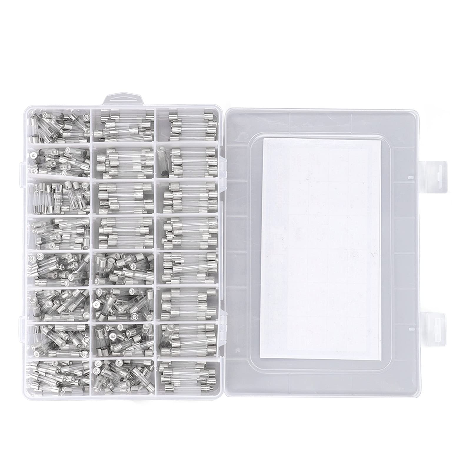 360 szt. Szklana Rurka Bezpiecznikowa 24 Typy 0,25A 0,5A 1A 2A 3A 4A 5A 6A 7A 8A 10A 15A 20A 6x30mm 5x20mm 250V Zestaw Asortymentowy