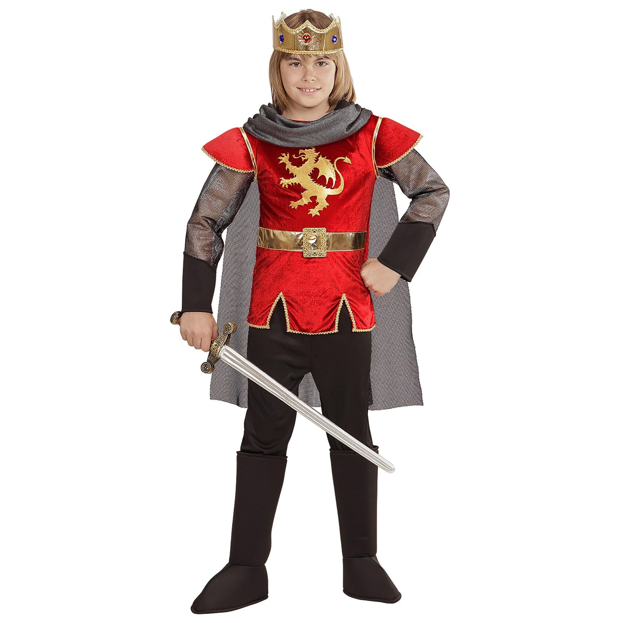 W WIDMANN MILANO Party Fashion - King Arthur Costume for Boys, Middle Ages, Knights, Warriors, Religious and Medieval Parties, Carnival, Theme Parties, Size 128 cm / 5-7 Years