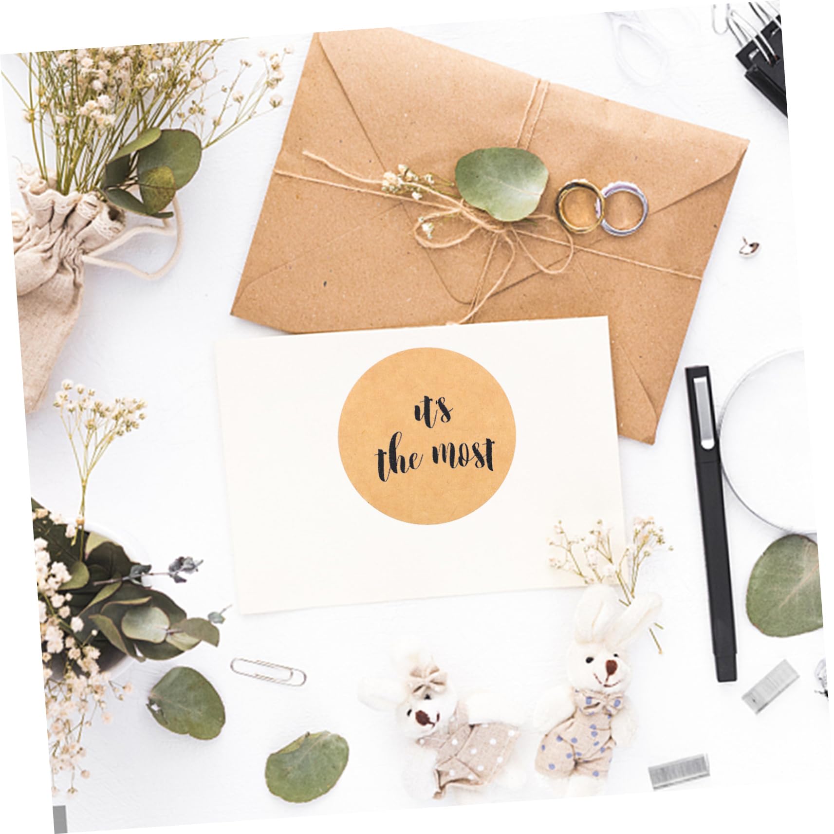 DOITOOL 5 Etichette Adesive Rotonde Kraft Adesivi Vuoti per Organizzazione e Decorazione per Barattoli Regali e Hobby e