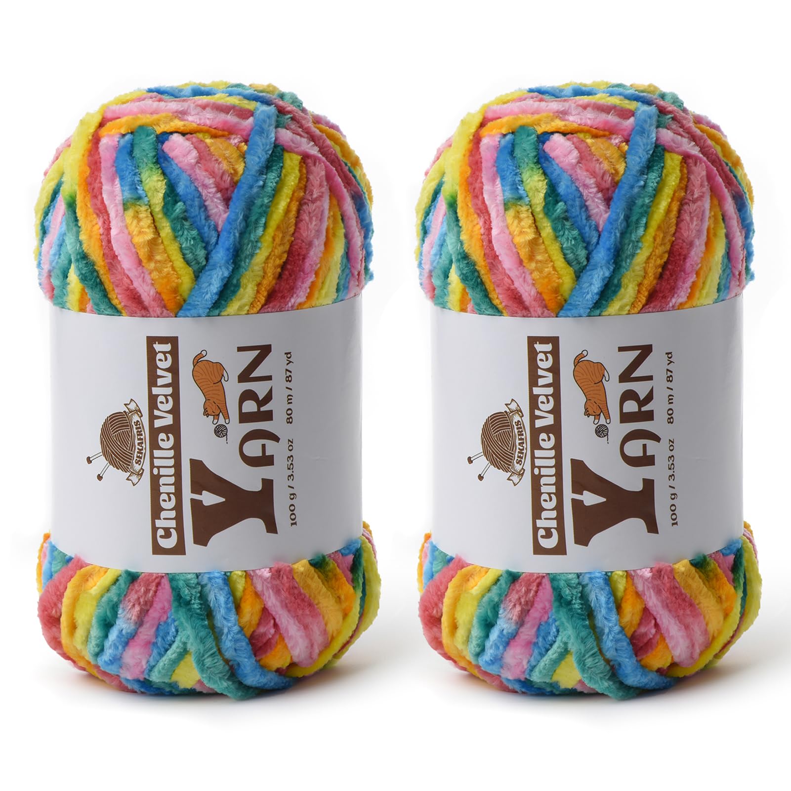 Chenille Crochet Neon Yarn 2 Pack