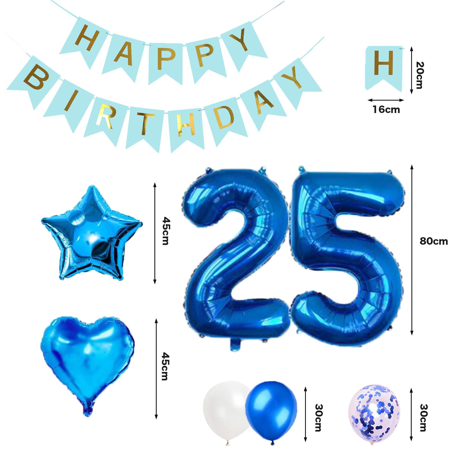 Amazon | 25歳誕生日 バルーン 風船 飾り付け セット ブルー 数字