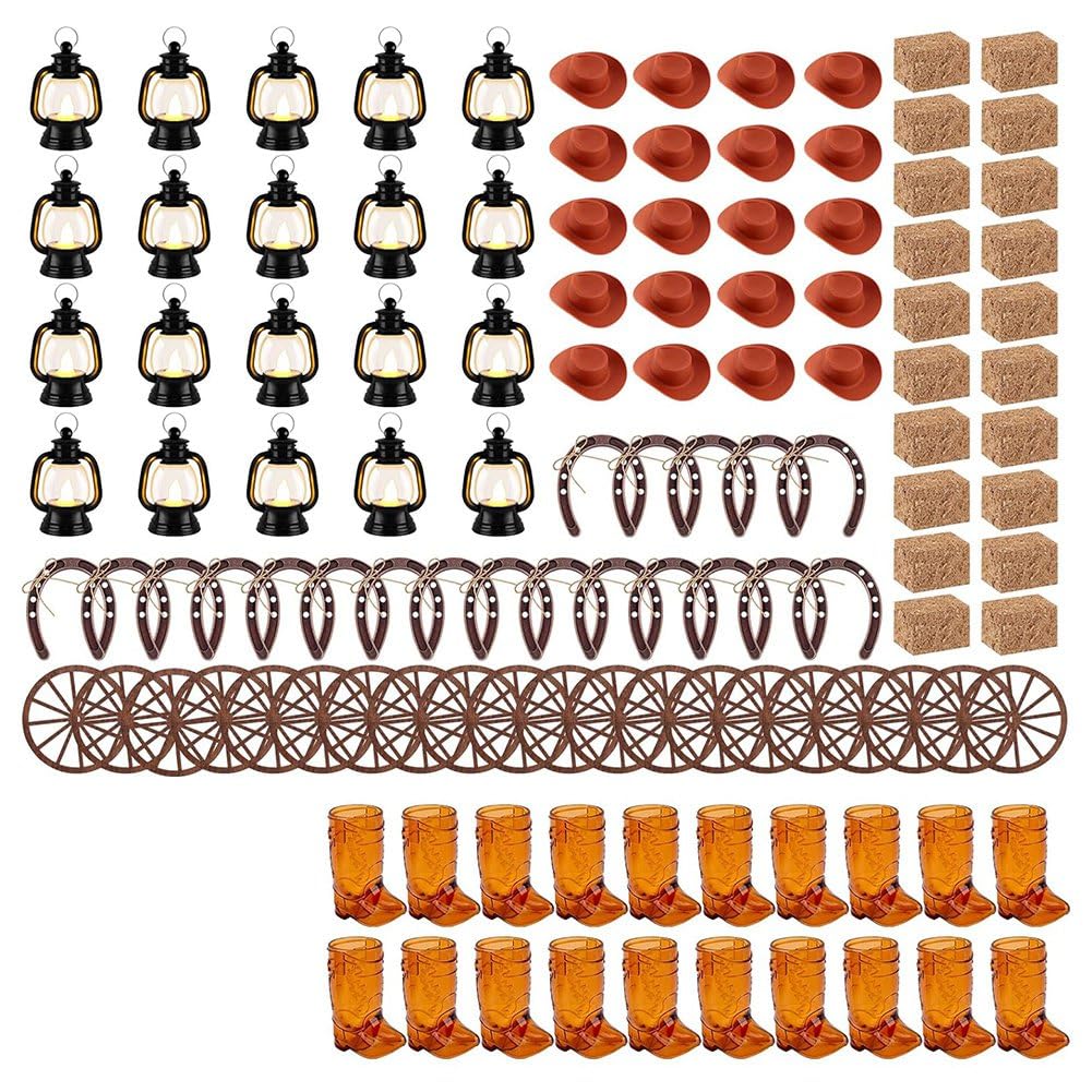 CTRLZS Cowboy Hat Boot Lantern Decoration 120 Pieces for Western Style Theme Party Centerpiece Birthday Weddings