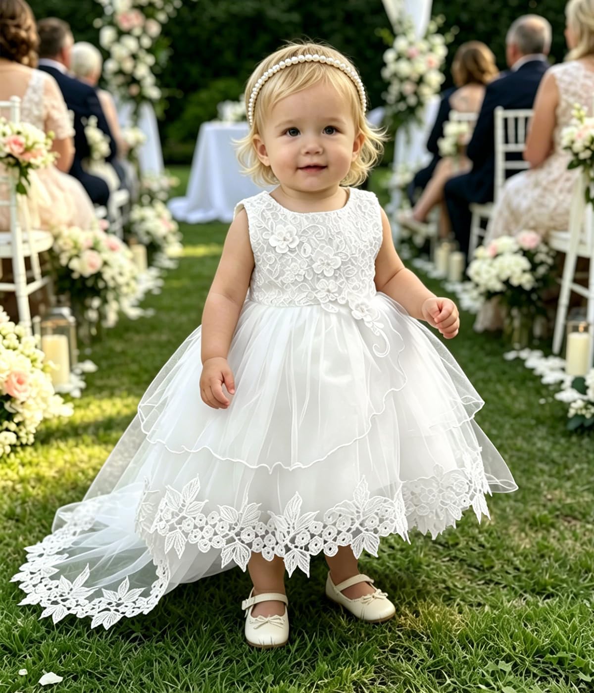Baby Toddler Lace Dress Girls First Baptism Elegant Embroidery Wedding Party Flower Bridesmaid Dresses Up