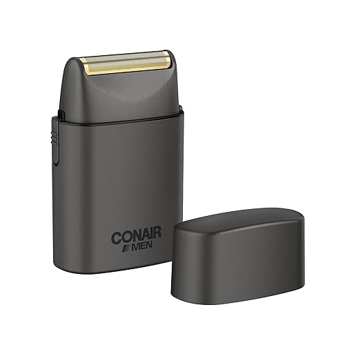 Conair Afeitadora de aluminio para hombre  Peluquero facial para hombre  Hipoalergénico e inalámbrico  Portátil, funciona con pilas para viajes