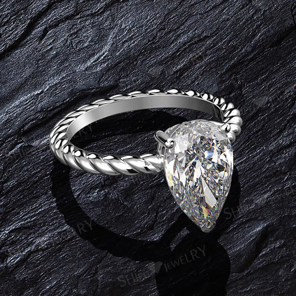 Simple and fashionable diamond rectangular chamfered flat 8 * 10 high carbon diamond 4 carat ring