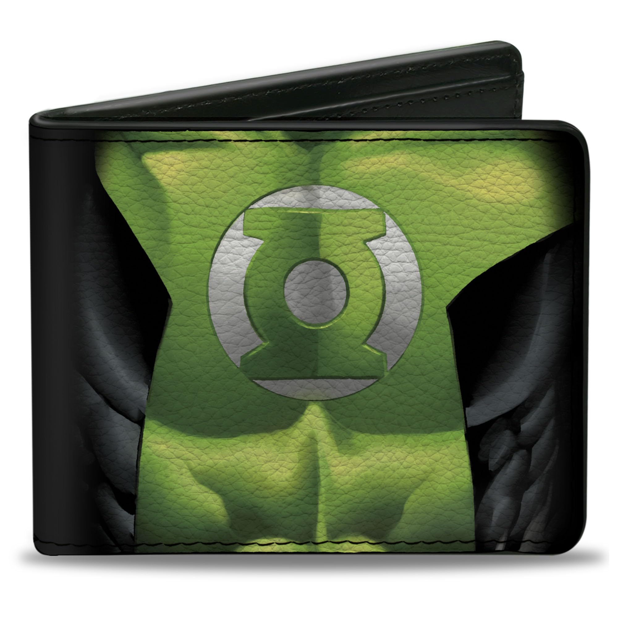 Buckle-Down Men's PU Bifold Wallet-Green Lantern Chest Logo, Multicolor, 4.0" x 3.5"