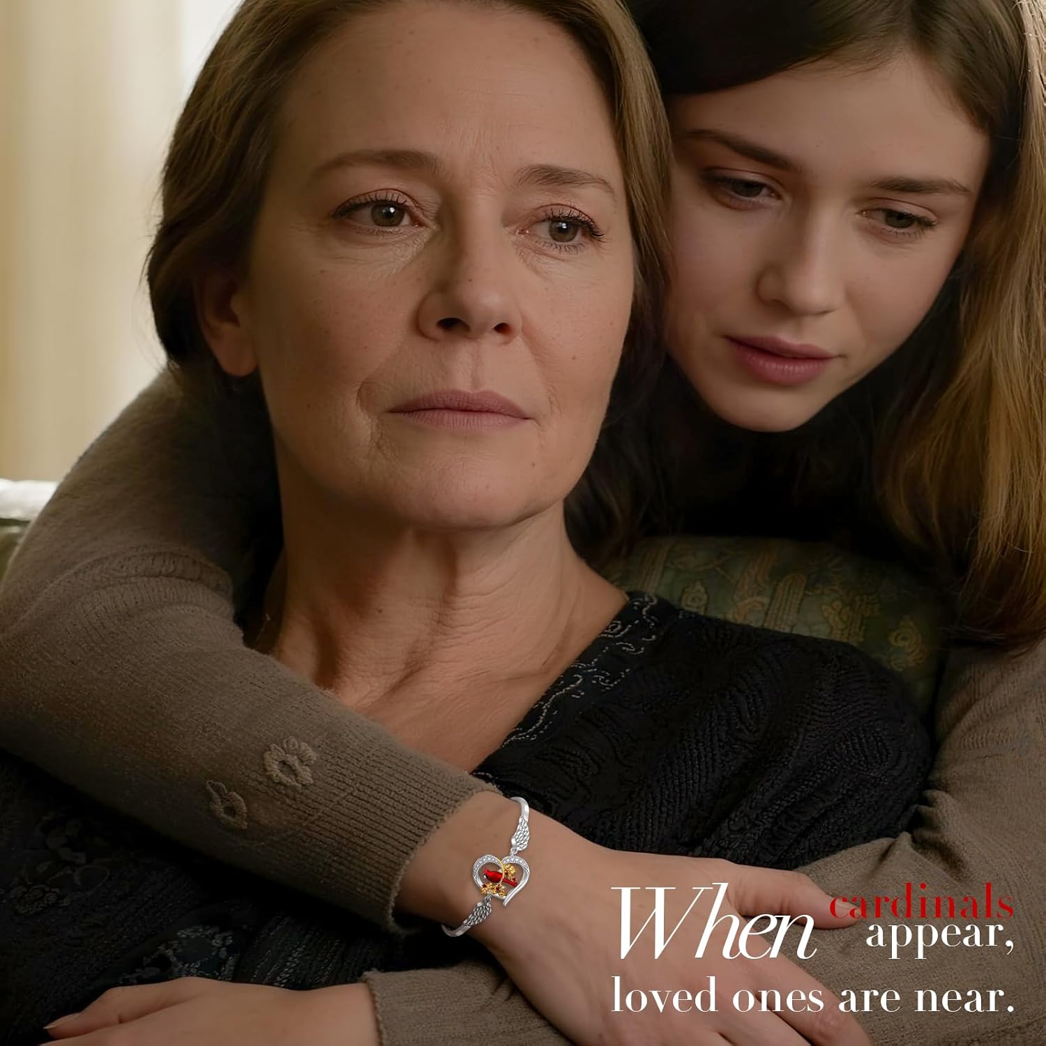 Fenthring Red Cardinal Gifts for Women Cardinal Bracelet Sterling Silver Heart Angel Wing Bracelets Memorial Sympathy Charms Christmas Bird Jewelry - Image 3