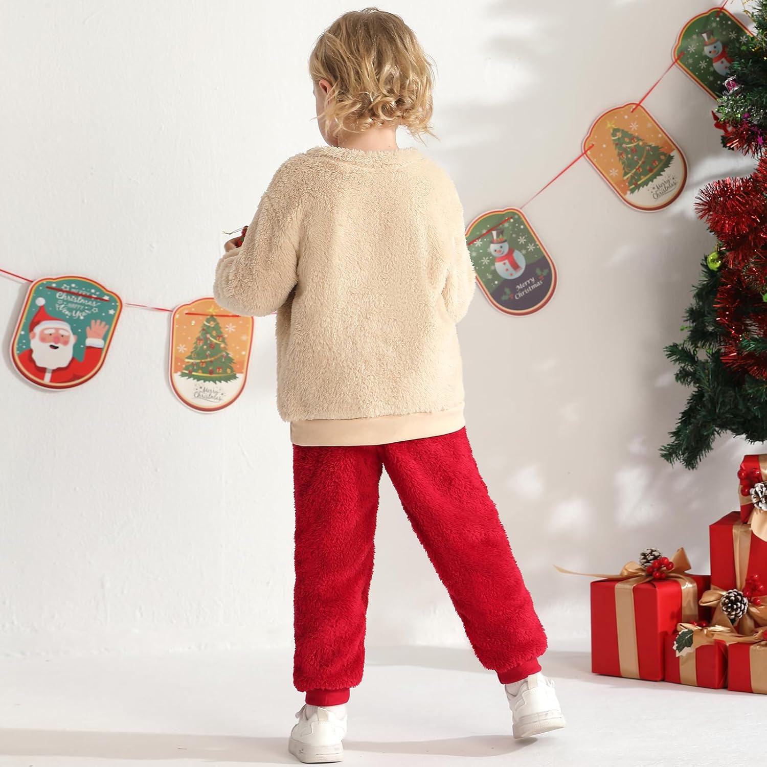 Baby Girl Boy Christmas Outfit Santa Print Long Sleeve Sweatshirts Pants Sets Infant Toddler Winter Clothes 12M-5Y - Image 4