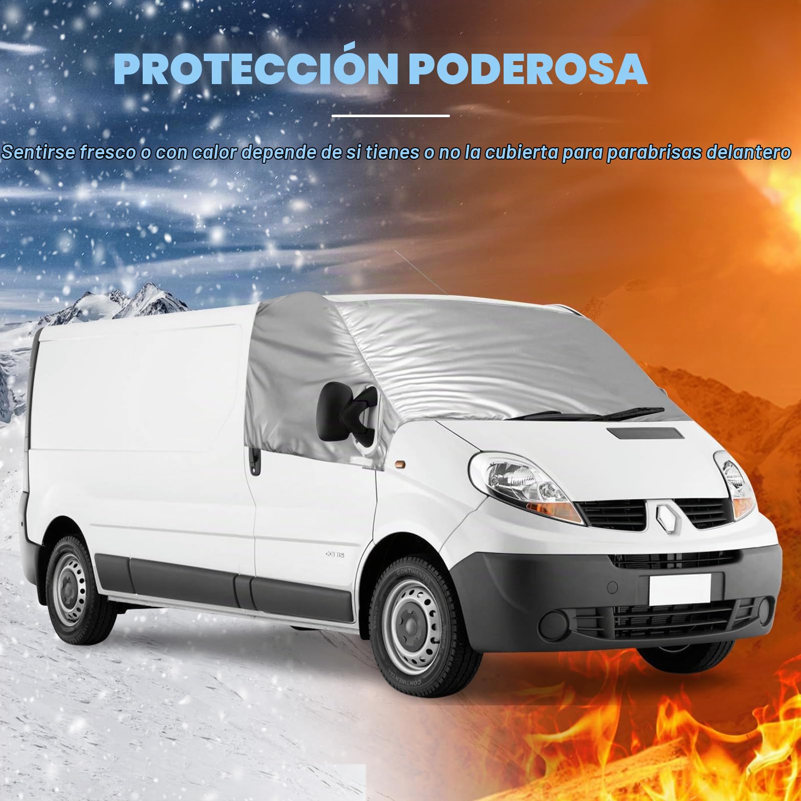Cubierta del Parabrisas Compatible con Renault Trafic 2001-2014, Parasol de Ventana Delantera Compatible con Opel Vivaro 2001-2014, 100% Opaco, Bloquea Los Rayos UV