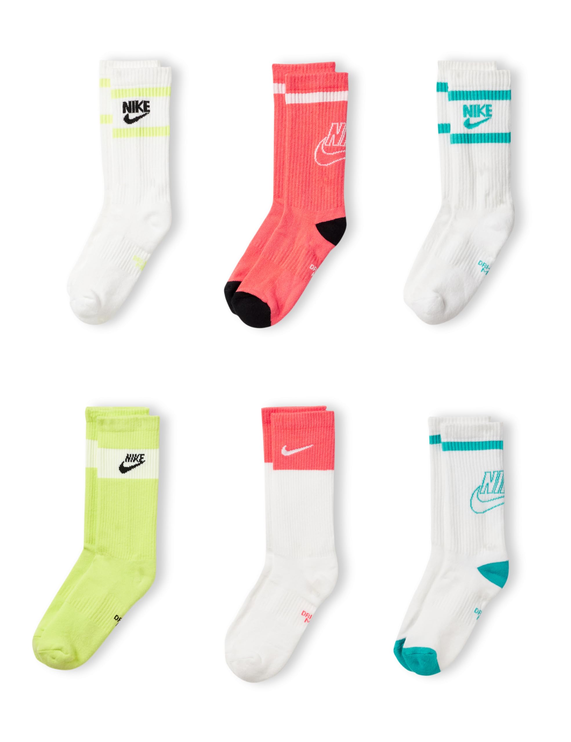 Nike Unisex Kids' Everyday Cushioned Crew Socks (6-Pack) | Boys and Girls