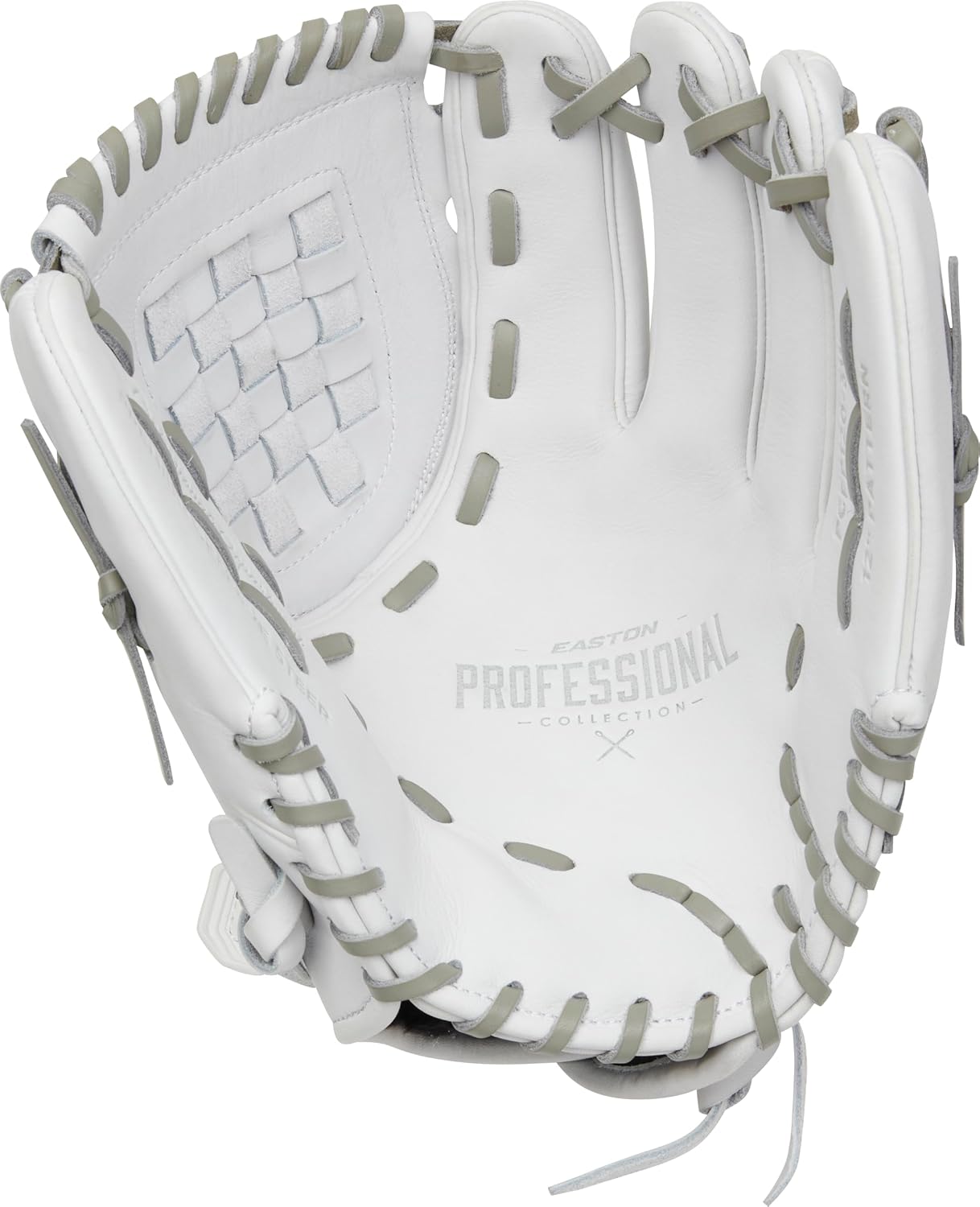 Easton | PROFESSIONAL COLLECTION Fastpitch Softball Glove | Left Hand Throw | 12" - Basket Web | White/Grey
