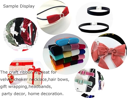 Miniatura 5 de Cinta de terciopelo de una sola cara de 36 yardas, cinta de terciopelo de color de 1 12 pulgadas para envolver paquetes, hacer clips para el pelo,