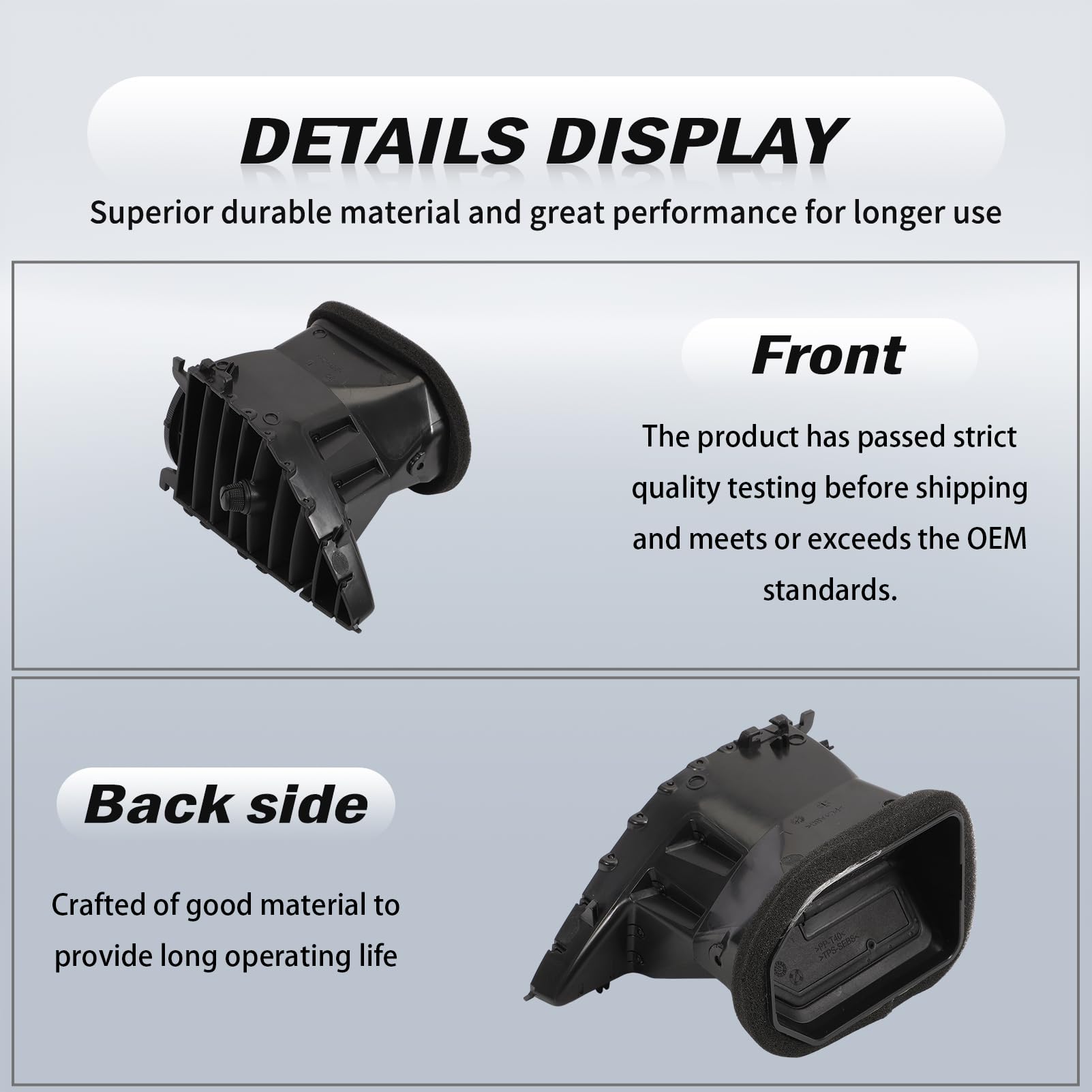 Linke mittlere Lüftungsgitterabdeckung für Vito W447 (2015–2025), Lüftungsgitter, Lüftungsschlitze, A4478300454, hochglänzend schwarz, ABS-Material