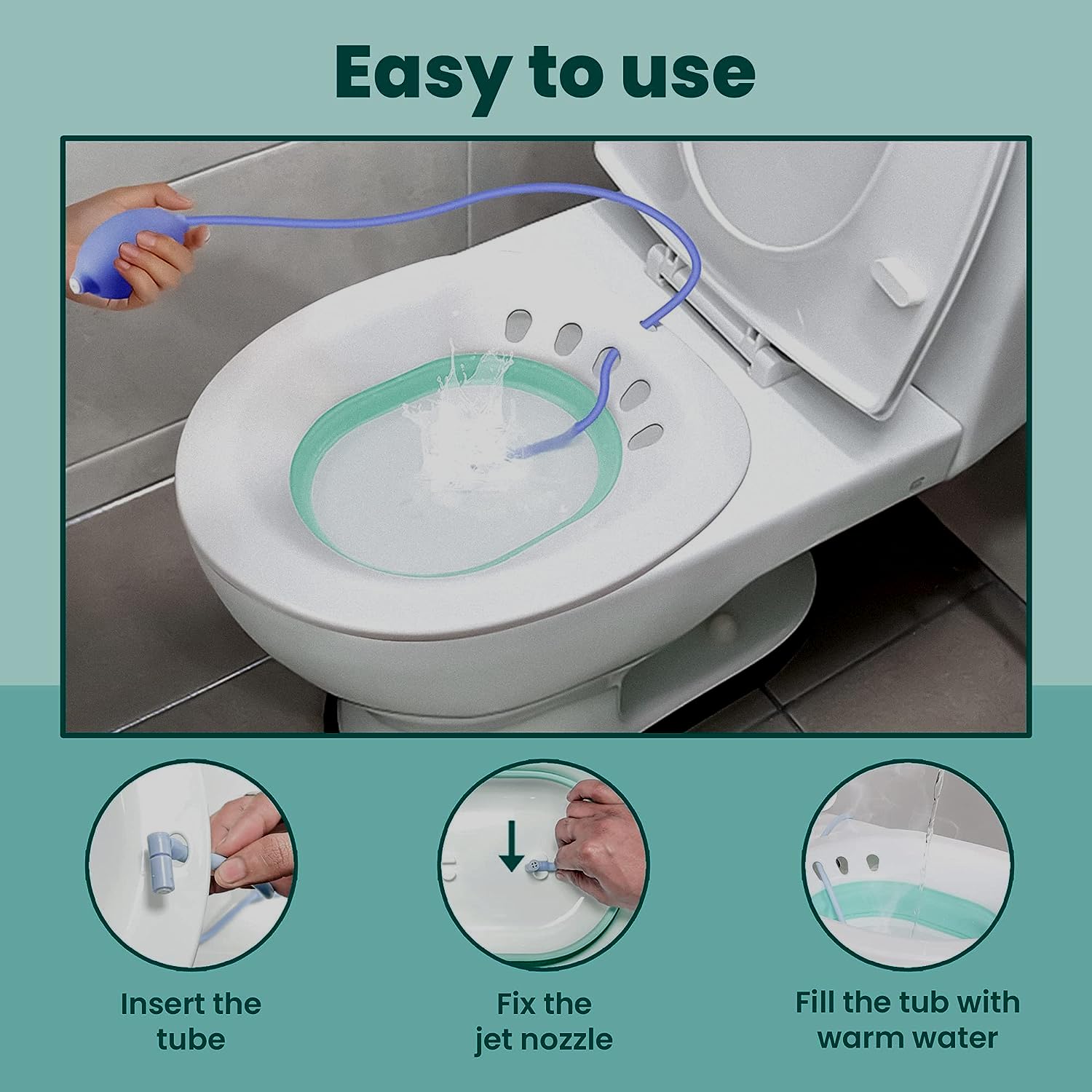 PERPART Foldable Sitz Bath Tub for Fissure With Pressure Pump Fits with Toilet Seat & Chair 2
