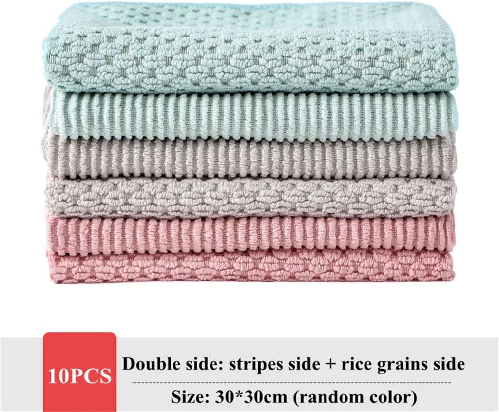 SMEJS 10 個両面マイクロファイバーキッチンディッシュクロスノンスティックオイル家庭用クリーニングクロスホームタオル Kich