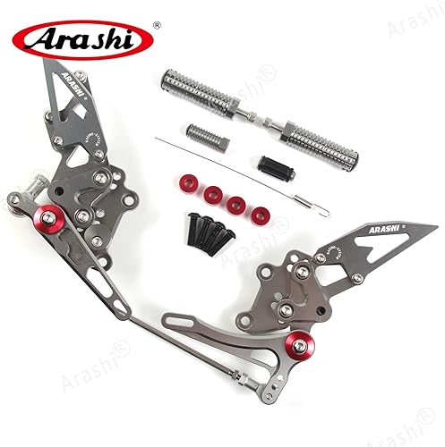 Miniatura 34 de Arashi reposapiés para motocicleta, accesorios ajustables, juego de reposapiés traseros Negro