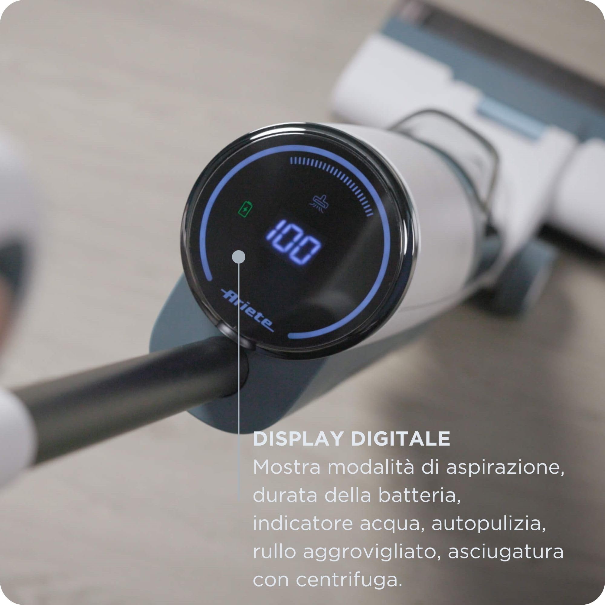 Ariete 2483 Aqua Force Wash & Vacuum, Aspirapolvere Intelligente, Lavapavimenti cordless, Senza fili, Aspira e lava, Peli animali, Sporco liquido e secco, Capacità 700ml, Accessori inclusi