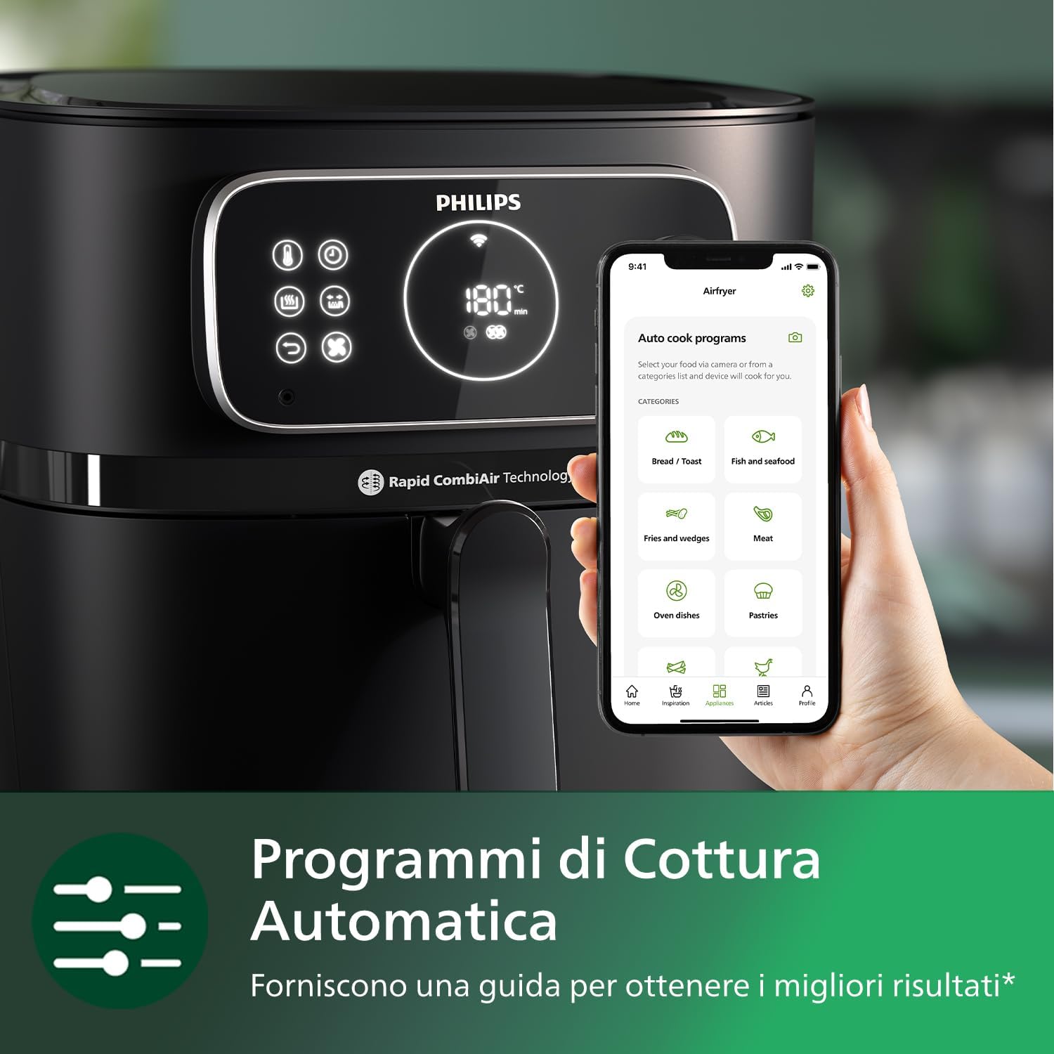 Philips Airfryer Combi Serie 7000 XXL - 8,3L (2 kg), Airfryer 22-in-1, Connesso al WiFi, Programmi di Cottura Automatica, 99% di grassi in meno con la tecnologia Rapid CombiAir, App NutriU (HD9875/90) Philips Airfryer Combi Serie 7000 XXL - 8,3L (2 kg), Airfryer 22-in-1, Connesso al WiFi, Programmi di Cottura Automatica, 99% di grassi in meno con la tecnologia Rapid CombiAir, App NutriU (HD9875/90)