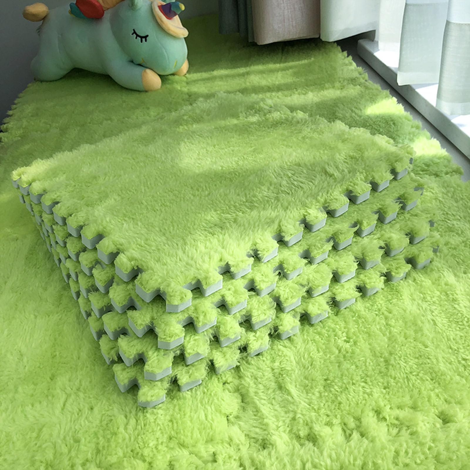 Piastrelle per tappeti a Incastro Splice, Tappetino Puzzle in Schiuma a Incastro da 20 Pezzi, Tappetino per Piastrelle Morbido e soffice, Tappeto da Arrampicata Quadrato,Green