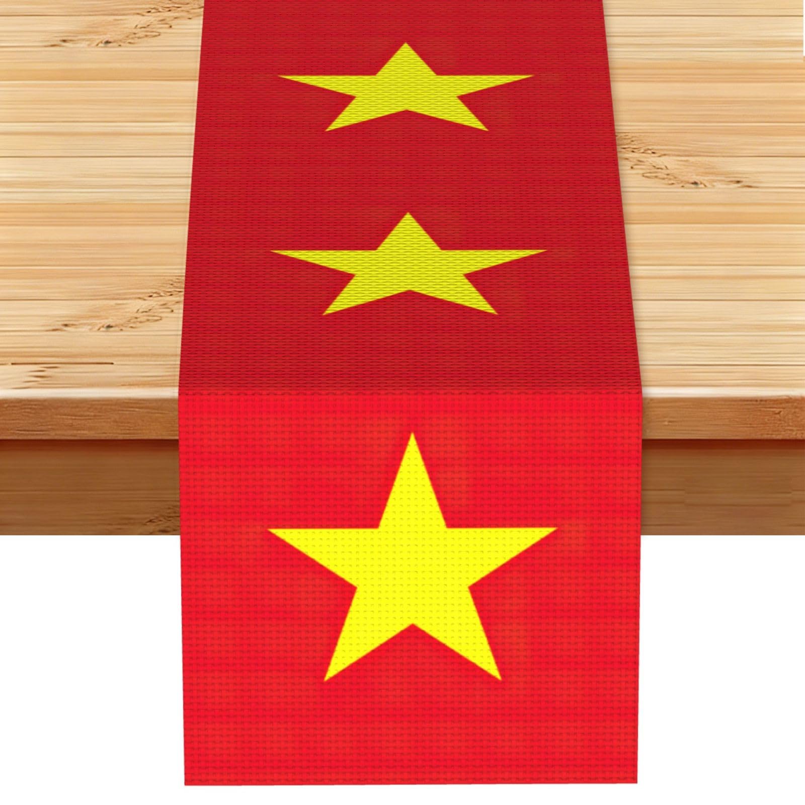 Vietnamese flag Printed Table Runner 13 x 72, Wrinkle Resistant Decor for Dining Table Coffee Table Fireplace