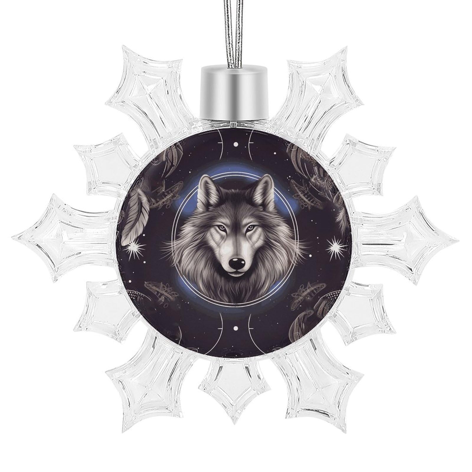 Wolves and Dream Catchers Snowflake Decorations,Christmas Decorations，Christmas Indoor Winter Wonderland Decor，Hanging Ornaments for Xmas Tree Winter New Year Party Supplies