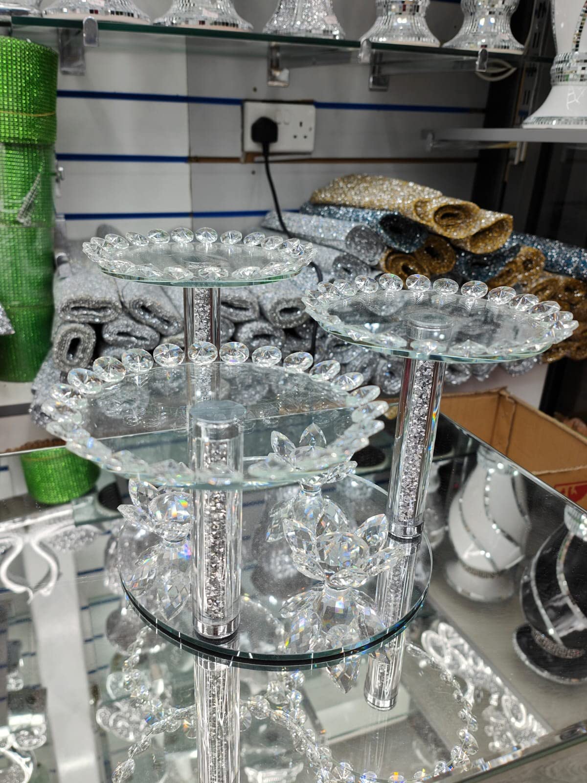 Biznest XL SILVER SPARKLY CRUSHED DIAMOND CRYSTAL FILLED TEA COFFEE SUGAR CANISTER JARS STAND ONLY