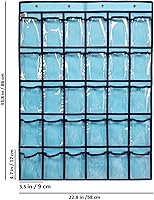 Vista 7 de Classroom Pocket Chart for Phone Calculator Holder Over The Door Hanging Closet Jewelry Organizer with 30 Clear Pockets (BLUE)