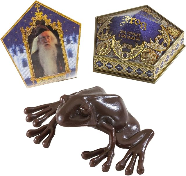The Noble Collection Harry Potter Chocolate Frog & Wizard Card - 3in (7.62cm) Includes Collectable Box - Harry Potter Film Set Movie Props Wand - Gifts for Family, Friends & Harry Potter Fans