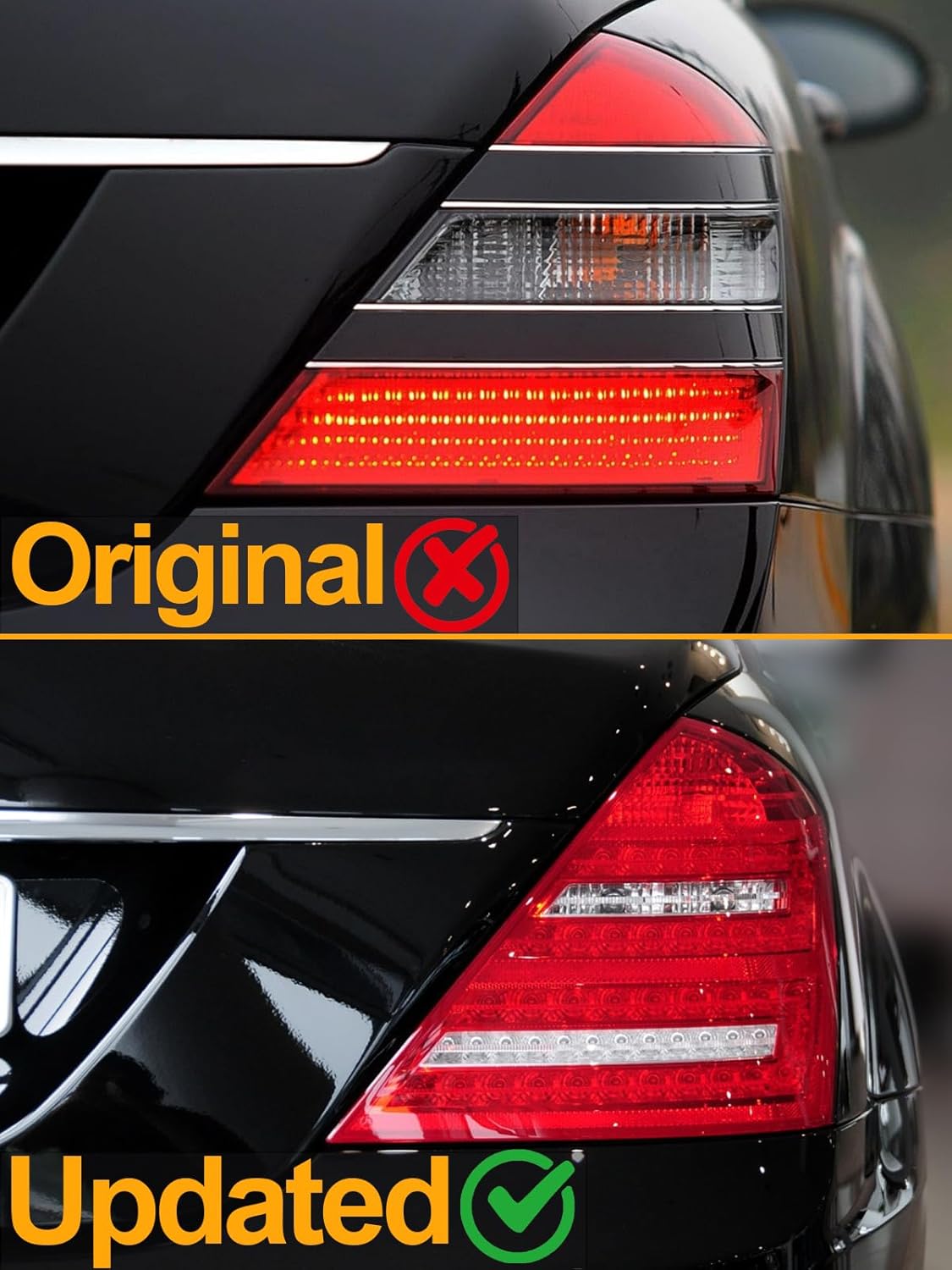1 Pair Upgraded LED Tail Light Assembly Fit for Mercedes Benz S600 S550 S63AMG S65AMG, 2PCS W221 Rear Taillights 2007 2008 2009, S Class Driver& Passenger Taillamp Sets, Left& Right