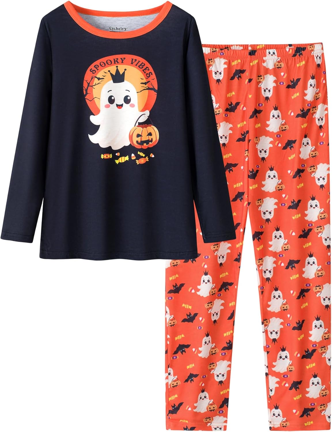 CYCHELRY Cute Cartoon Pajamas for Big Girls Soft Long Sleeve Winter Nighty PJS 2PCS Sleepwear Set Size 6-16