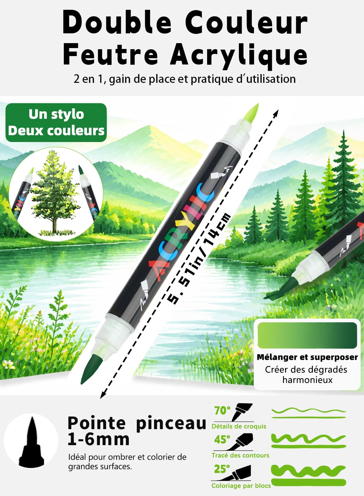 AEDAGA 48 Feutre Acrylique avec App, 96 Couleurs Acrylic Paint Marker