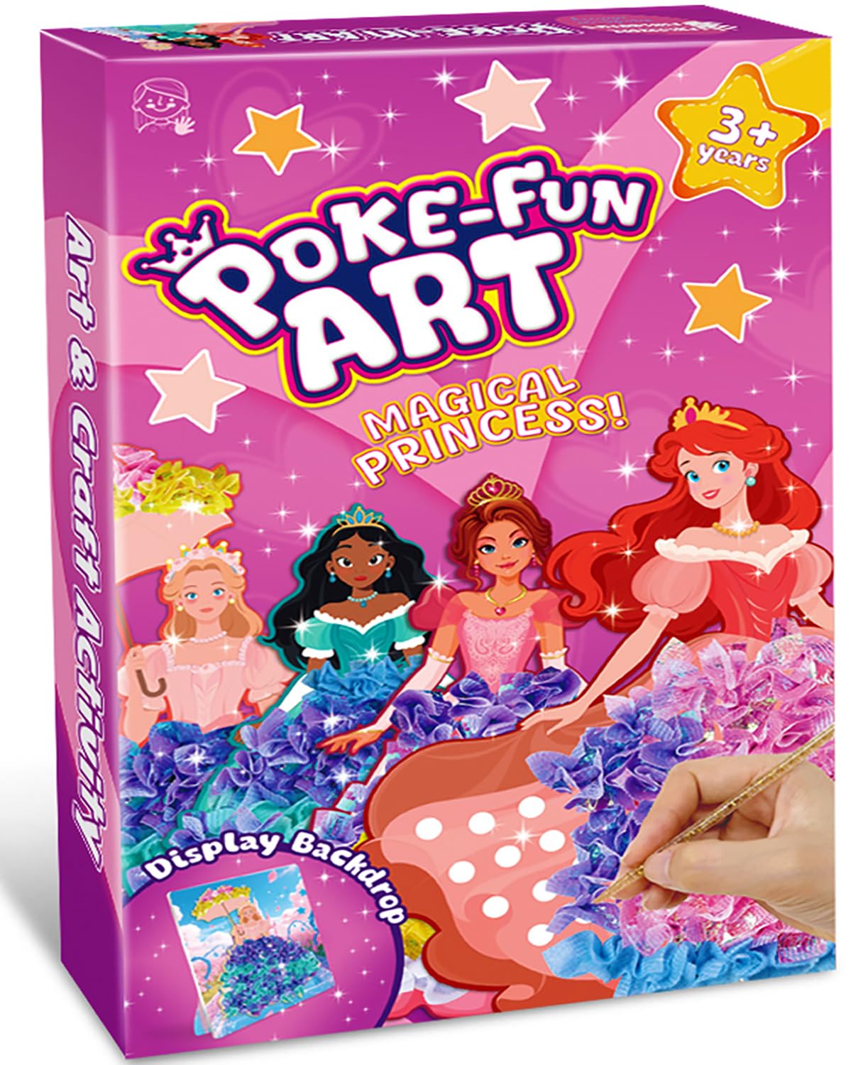 yoofun Poke in Art Magical Princesses Kit, Arts and Crafts for Girls with 8 Magical Princesses & 9 Accessories, Mess-Free Fun for Kids, DIY Craft Kits, Gifts for Girls & Boys Ages 3-12