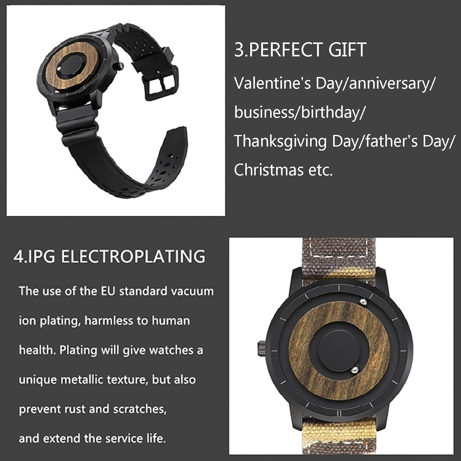 Orologio da Uomo con Sfera Magnetica in Acciaio Impermeabile, Orologio da Polso Sportivo con Movimento al Quarzo Casual, Orologio in Lega con Concetto Creativo Senza puntatore, quadrante in