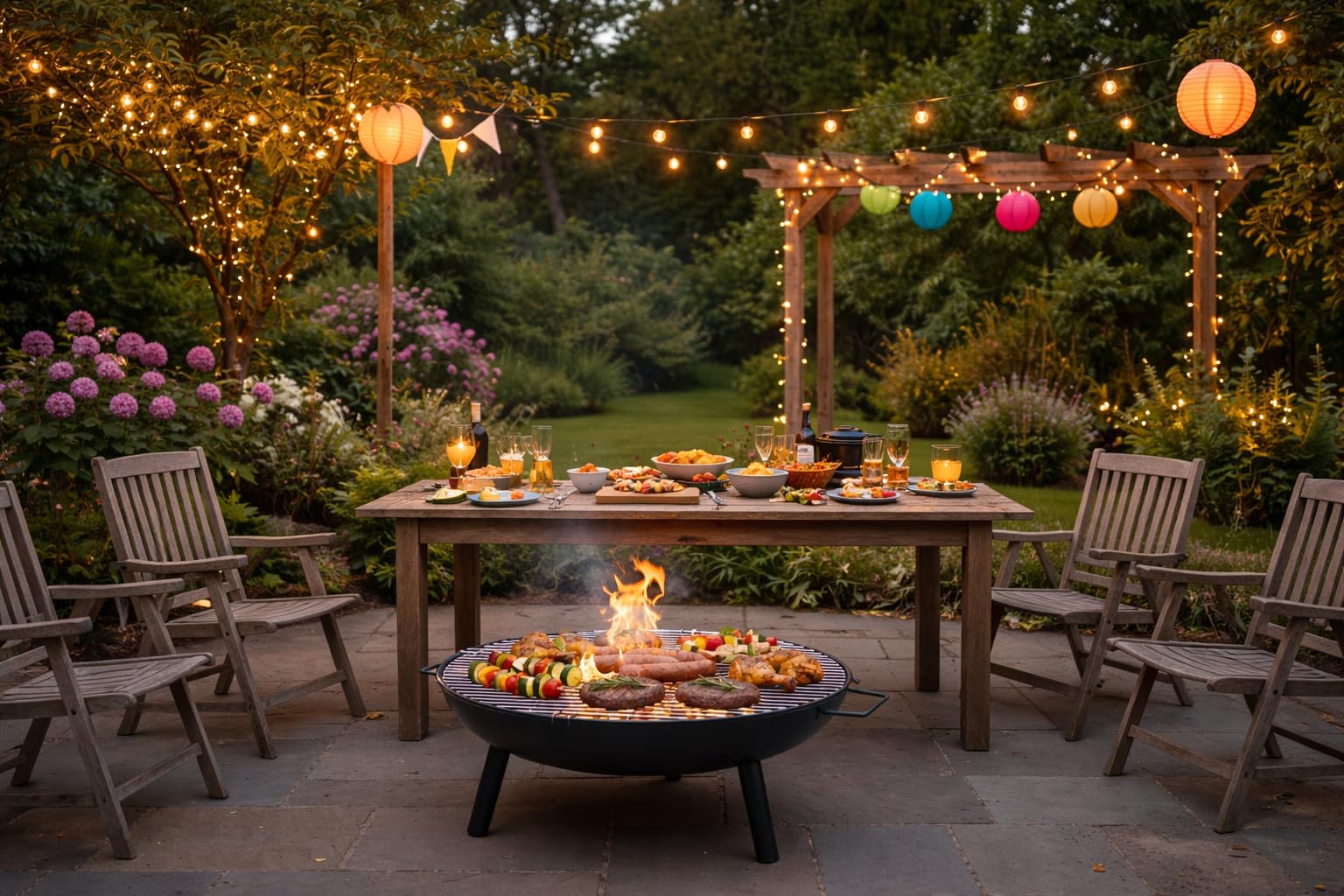 23 Inch Round Fire Pit with Mesh Cover, Fire Poker, Star and Moon Design, Metal Wood Burning Outdoor Fire Pit for Patio, Backyard, Garden, Bonfire Party - Charcoal Grill Barbeque