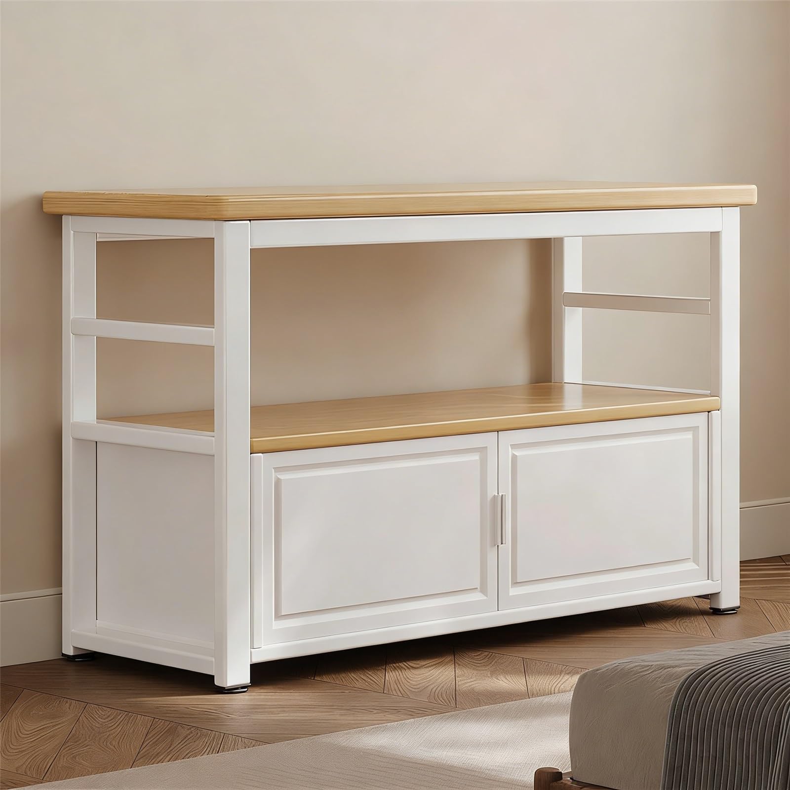 Aquarium Stand With Cabinet Doors, Solid Wood Fish Tank Stand, Generous Storage Capacity Essential,Display Piece For Living Rooms and Offices(White,60x35x80cm)