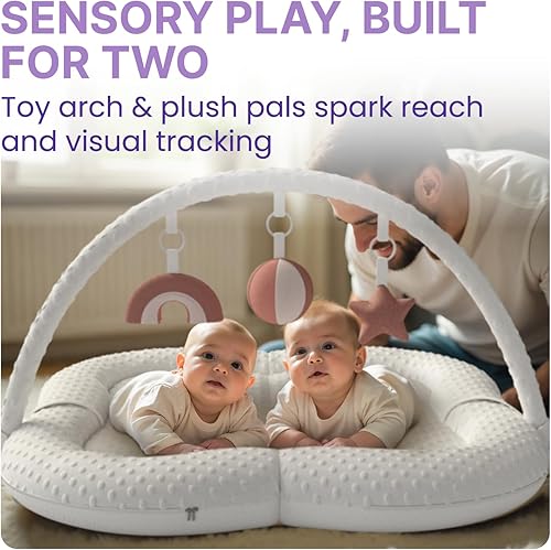 Miniatura 4 de Twins - Tapetes de juego para bebé para gimnasio de actividades en el suelo, cojín de apoyo 5 en 1, tapete de juego para bebé, tapete para tiempo