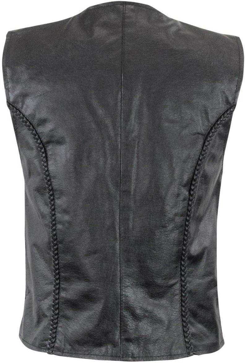 Milwaukee Leather XS1246 Ladies Black 'Braided' Classic Leather Vest - Image 6