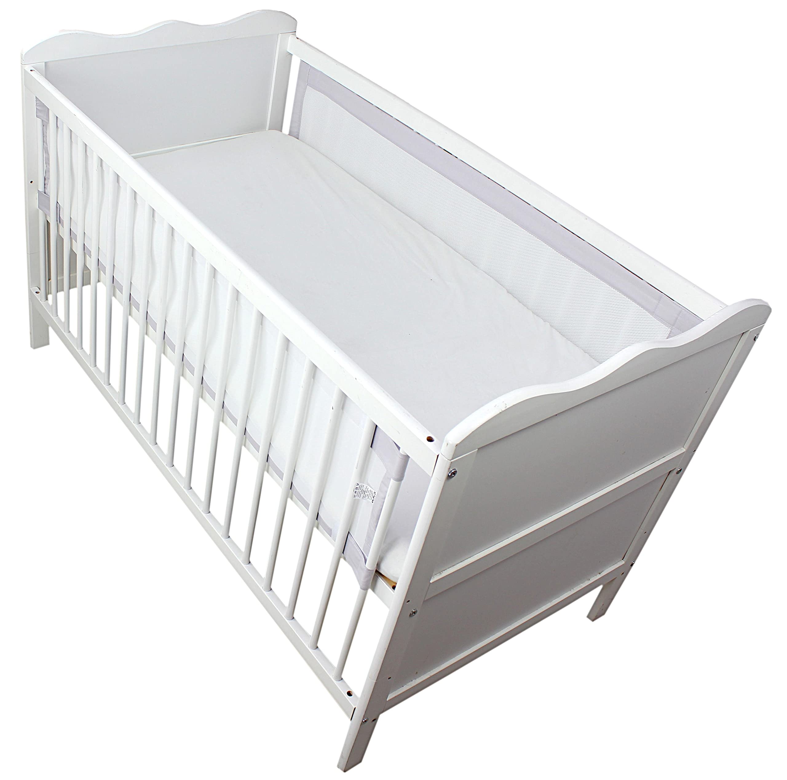 TupTam Protezione Paracolpi per Lettino Nido per Neonati Traspirazione Air Mesh 2 Pack, Bianco/Grigio, ca.128 x 30 cm (per Lettino 140x70)