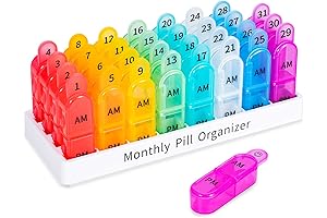 Daviky Monthly Pill Organizer, 30-Day Solution for Timely Medication Management