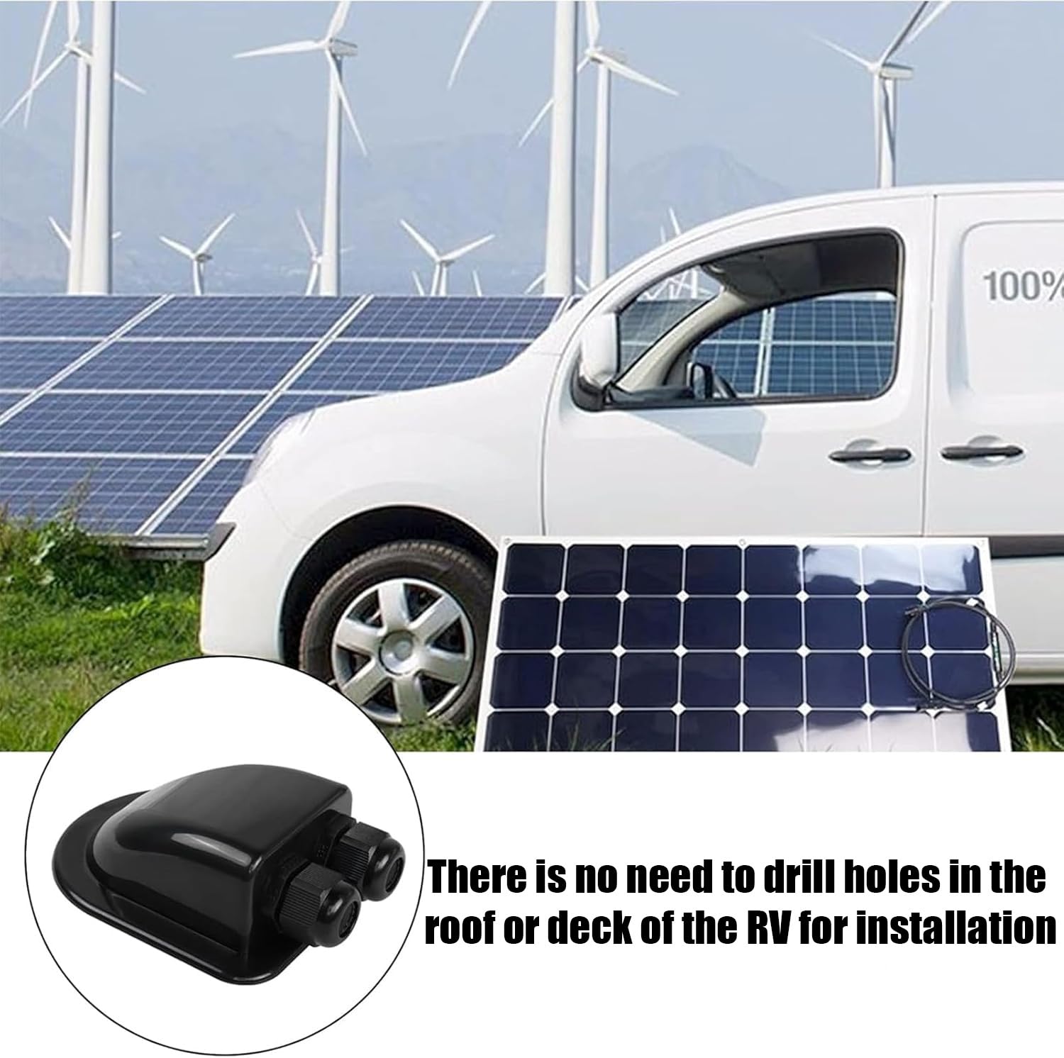 Negro 2 piezas de pasador de techo, pasador de cable, resistente al agua, para instalación solar, autocaravana, barco, aire acondicionado