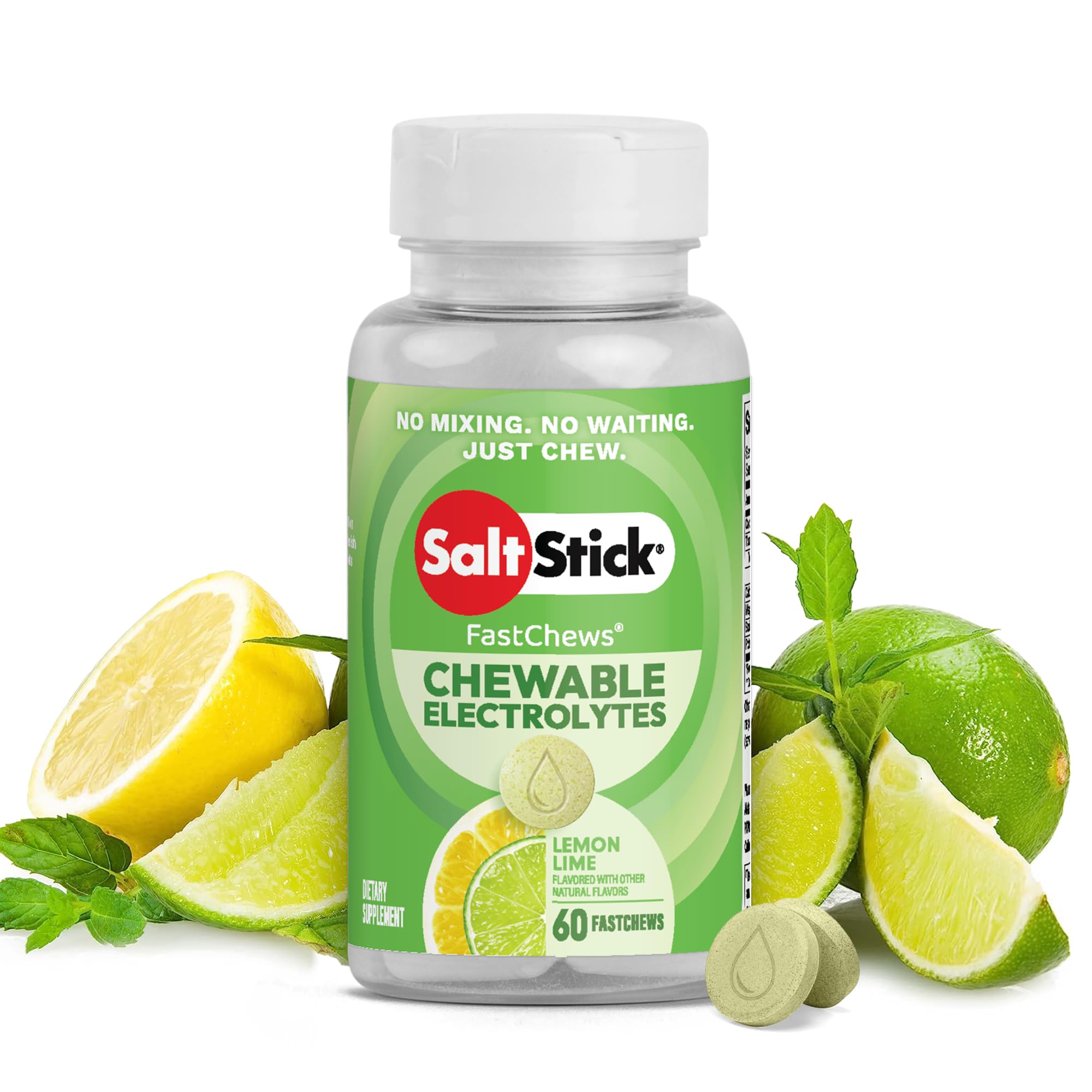 SaltStick FASTCHEWS 60-count Bottle of Chewable Electrolyte Replacement Tablets Zesty Lemon Lime-image-12