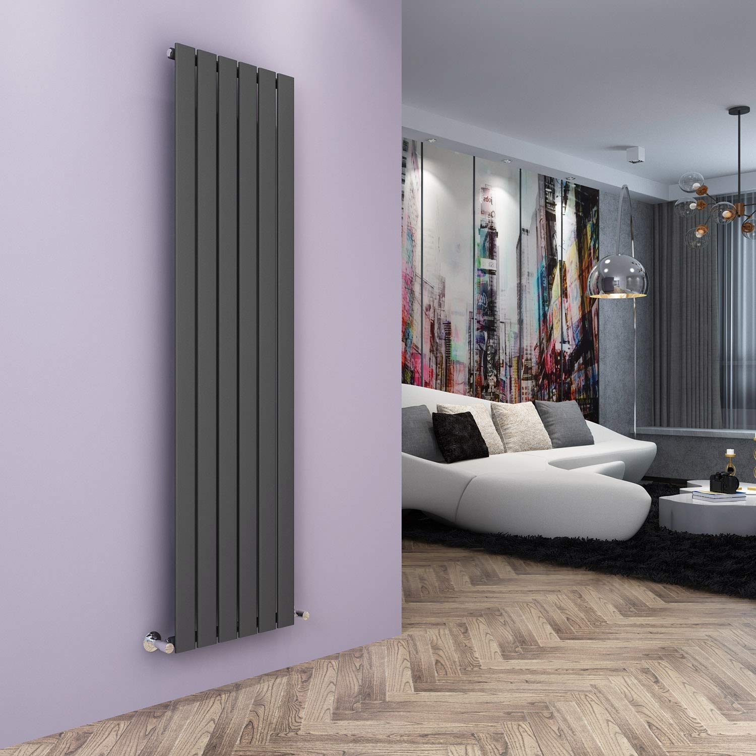 ELEGANT 1800 x 452 mm Anthracite Vertical Column Radiator Single Flat Panel Designer Bathroom Central Heating Radiator