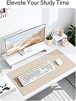 Vista 6 de YSAGi Protector de escritorio de cuero, tapete de oficina, alfombrilla grande para mouse, antideslizante, de piel sintética, escritorio para laptop