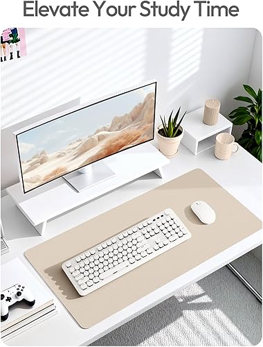 Miniatura 6 de YSAGi Protector de escritorio de cuero, tapete de oficina, alfombrilla grande para mouse, antideslizante, de piel sintética, escritorio para laptop