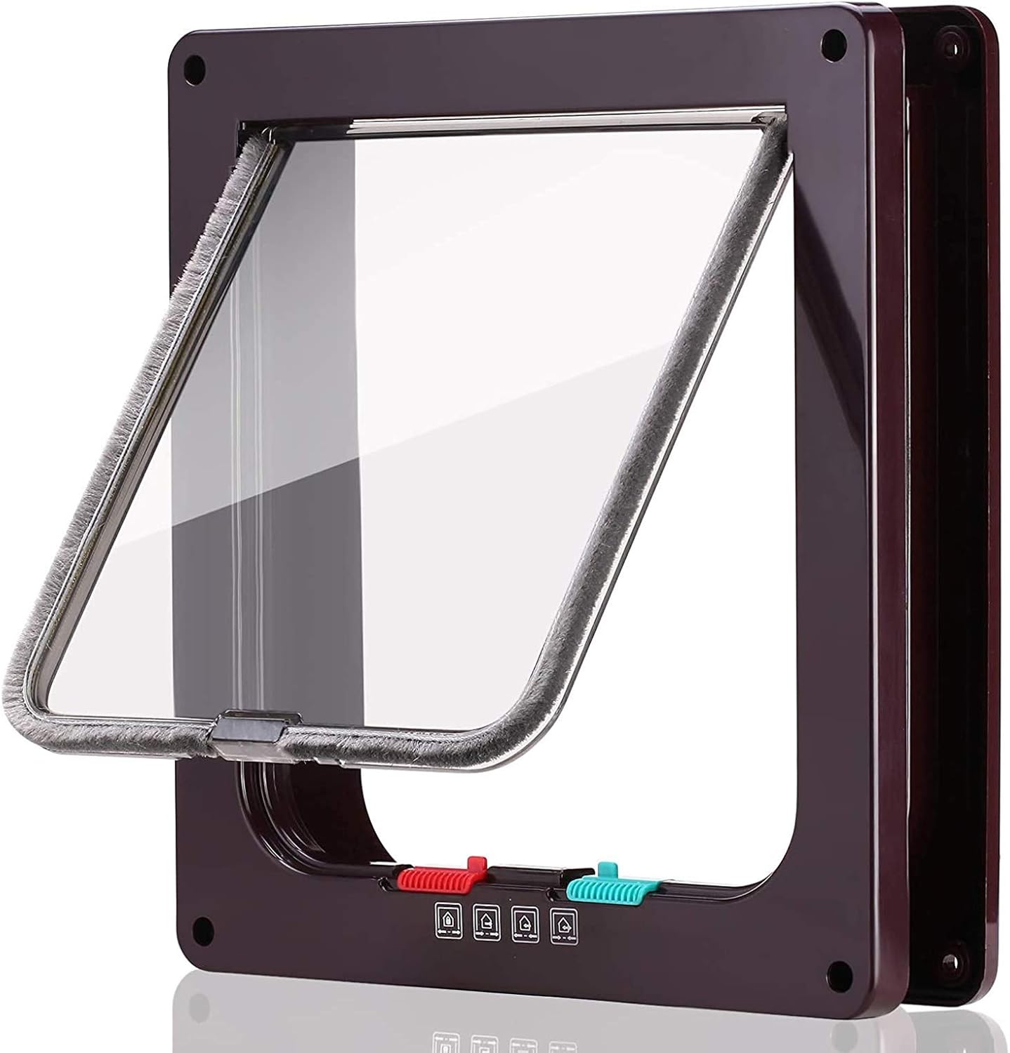 Cat Door Hua Cat Flap/pet Door with 4-Way Locking, for Metal Door and Window, Adjustable Thickness for Pets to Freely Enter and Exit The Door