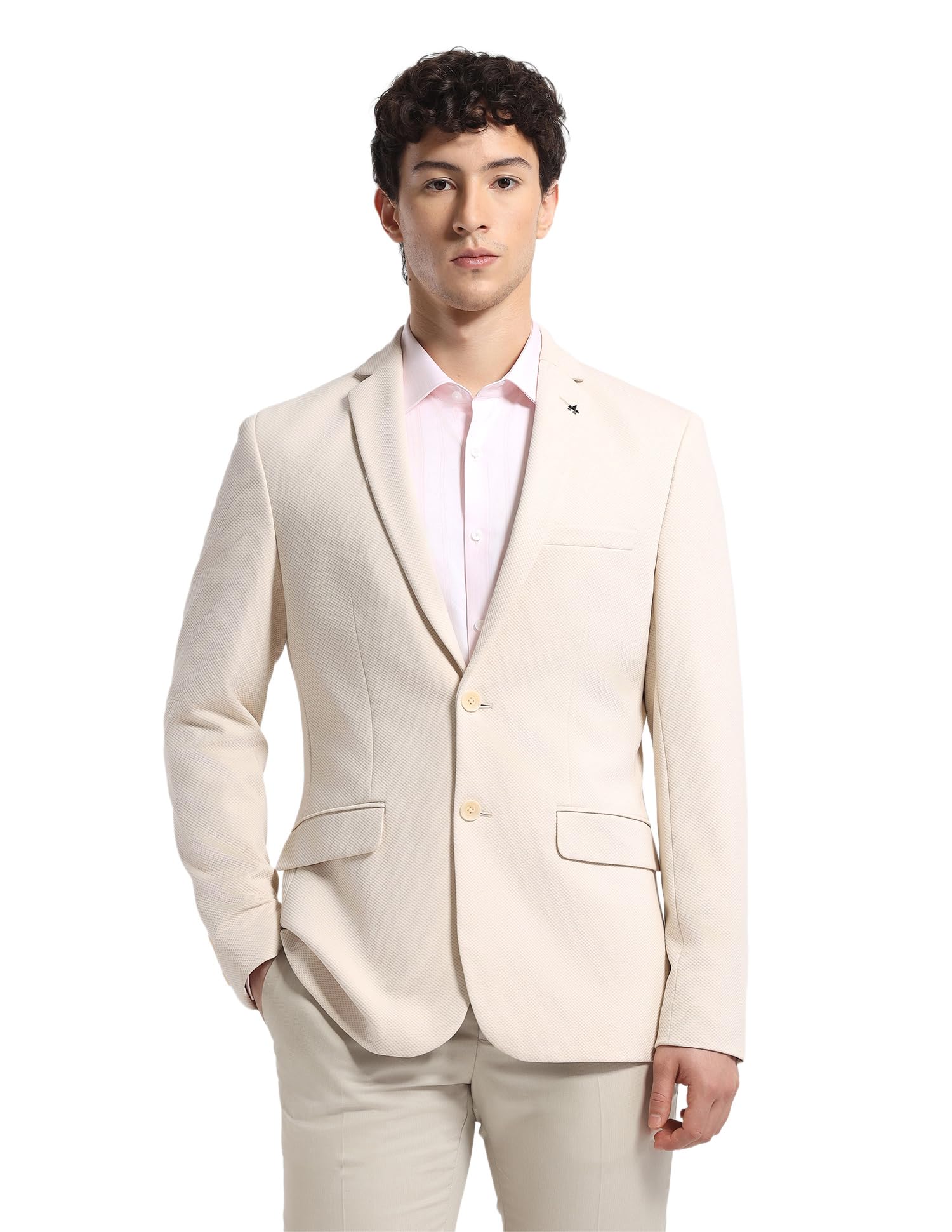 Arrow Men's Textured Zero Calorie Slim Fit Blazer-image-2