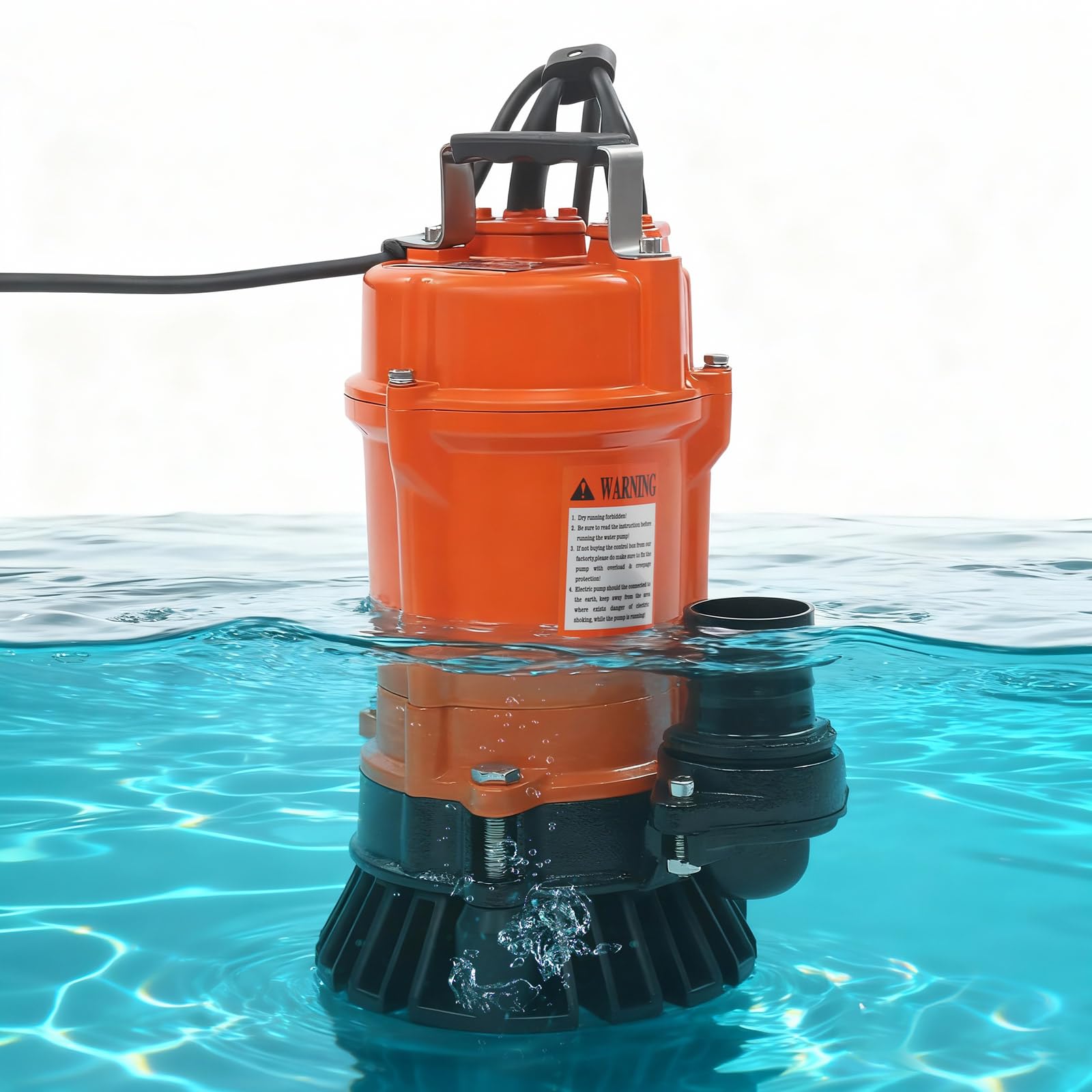 Pompa głębinowa do ścieków 0,55 kW, 230 V, pompa głębinowa z przełącznikiem pływakowym, do 15 m, 16 m³/3519 gal/h, do ścieków, stawów, piwnic, nawadniania ogrodu, pomarańczowa